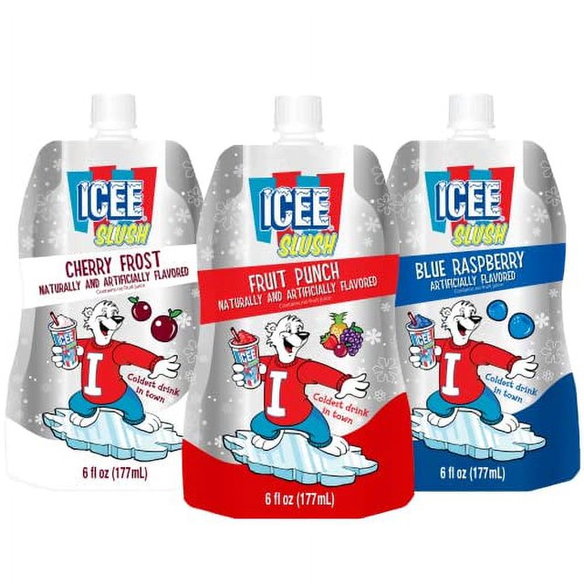 Icee Slush Variety Pack Frozen Fruit Juice 6 fl oz Pouches Just