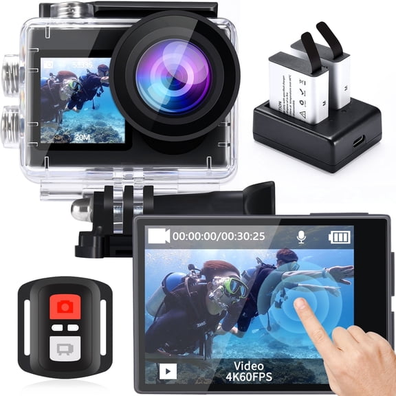Icefox I8 98FT Waterproof Underwater Camera, 20MP 5X Zoom EIS Stabilization Sports Camera Black WiFi Remote Control