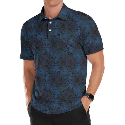 Golf Shirts for Men Short Sleeve Dry Fit Print Performance Moisture Wicking Polo Shirt