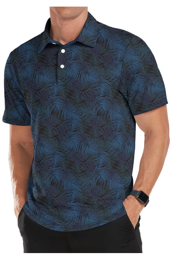 Golf Shirts for Men Short Sleeve Dry Fit Print Performance Moisture Wicking Polo Shirt