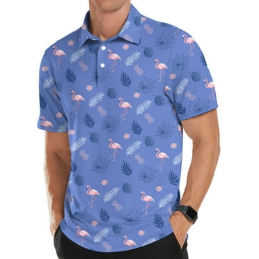 Iceglad Golf Shirts for Men Short Sleeve Dry Fit Print Performance Moisture Wicking Polo Shirt