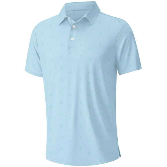 Iceglad Golf Shirts for Men Short Sleeve Dry Fit Print Performance Moisture Wicking Polo Shirt