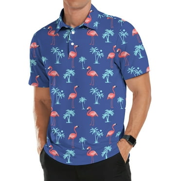 Iceglad Golf Shirts for Men Short Sleeve Dry Fit Print Performance Moisture Wicking Polo Shirt