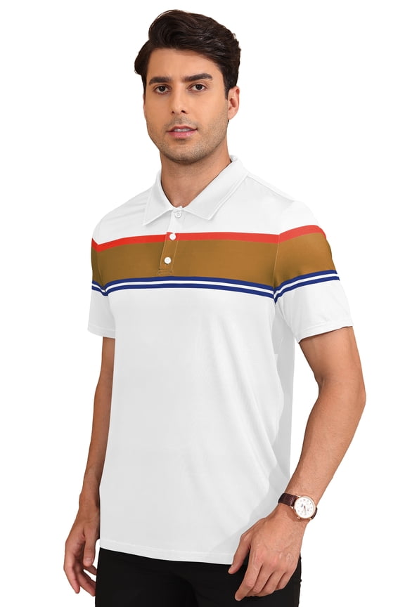 Golf Shirts for Men Short Sleeve Dry Fit Print Performance Moisture Wicking Polo Shirt