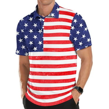 Iceglad Golf Shirts for Men Short Sleeve Dry Fit Print Performance Moisture Wicking Polo Shirt