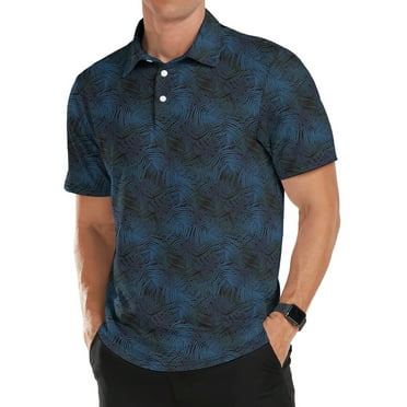Iceglad Golf Shirts for Men Short Sleeve Dry Fit Print Performance Moisture Wicking Polo Shirt