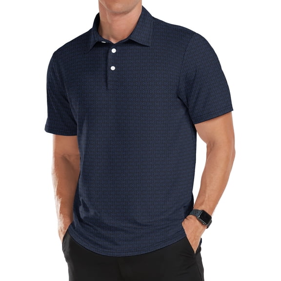 Iceglad Golf Shirts for Men Short Sleeve Dry Fit Print Performance Moisture Wicking Polo Shirt