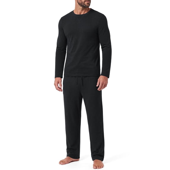 Iceglad Men's 2 Piece Loungewear Set Long Sleeve Crewneck Top and Drawstring Pants Pajama Set