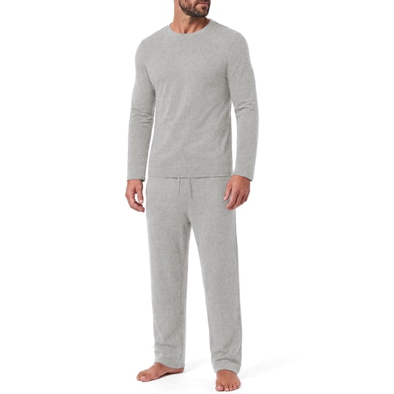 Iceglad Men's 2 Piece Loungewear Set Long Sleeve Crewneck Top and Drawstring Pants Pajama Set