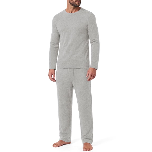 Iceglad Men's 2 Piece Loungewear Set Long Sleeve Crewneck Top and Drawstring Pants Pajama Set