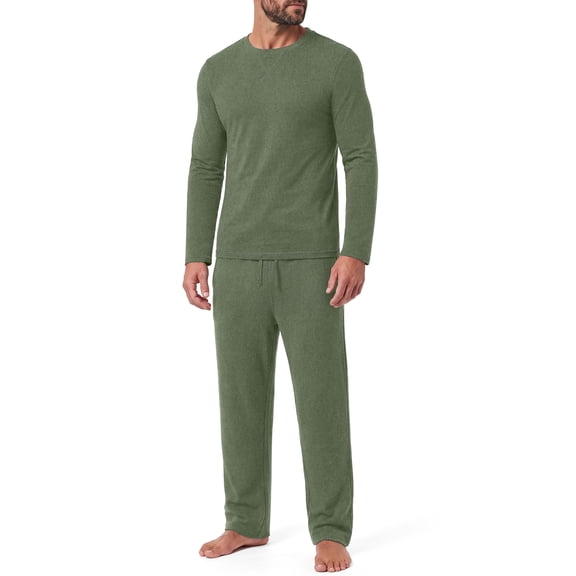 Iceglad Men's 2 Piece Loungewear Set Long Sleeve Crewneck Top and Drawstring Pants Pajama Set