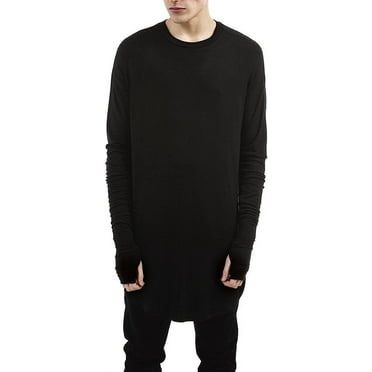 Iceglad Men's Basic Tee Thumb Hole Cuffs Long Sleeve T-Shirt