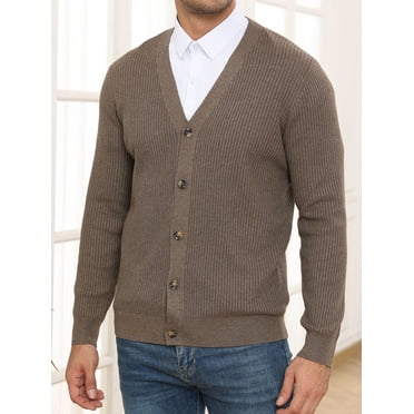 Iceglad Mens Long Sleeve Stand Collar Cardigan Sweaters Button Down ...