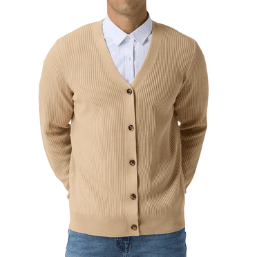 Iceglad Mens Cardigan Sweaters V-Neck Long Sleeve Soft Slim Fit Casual Buttons Knitted