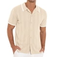 thumbnail image 1 of Iceglad Men's Casual Button Down Shirt Short Sleeve Vintage Clothes Knit Polo Shirts Summer Beach Shirts, 1 of 8