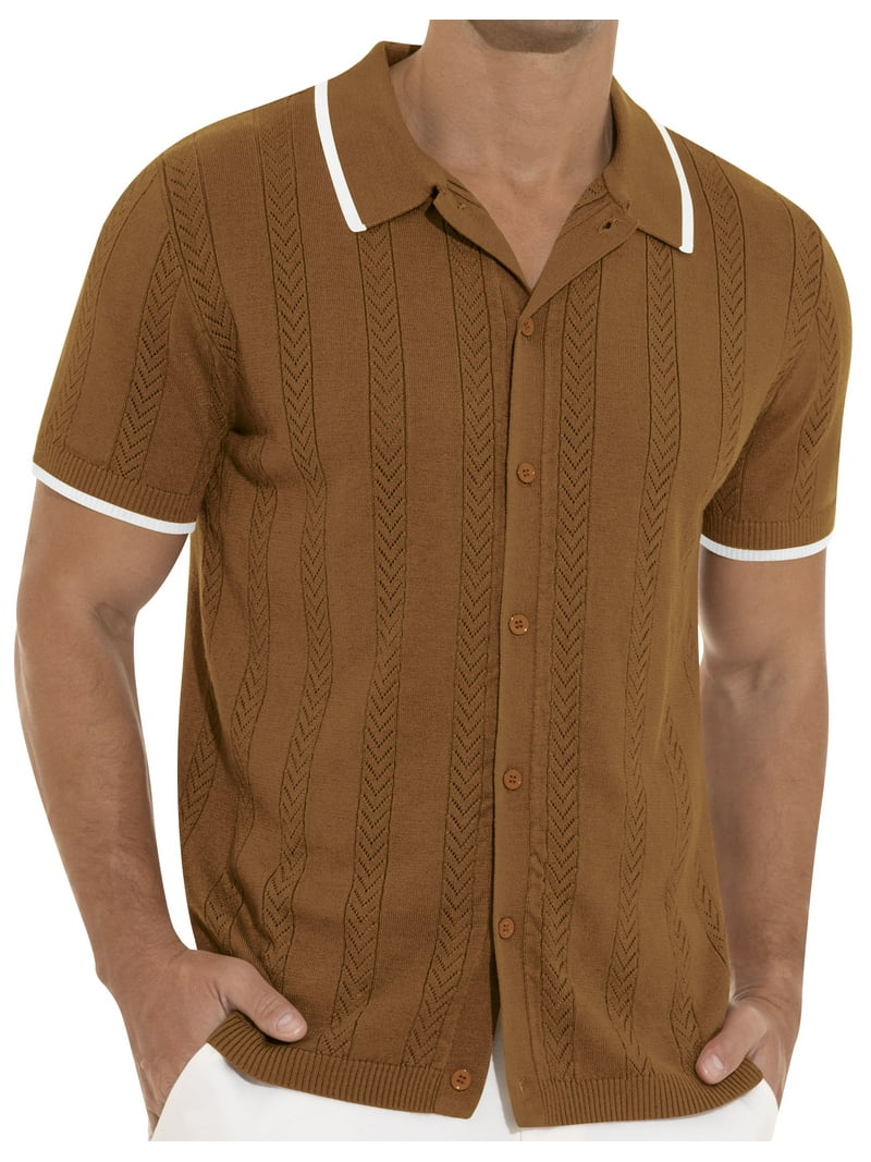 トップス BoTT Button Down Knit Polo L Iceglad Men's Vintage Short