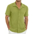thumbnail image 1 of Iceglad Men's Casual Button Down Shirts Short Sleeve Shirts Vacation Beach Summer Hollow Out Tops, 1 of 8