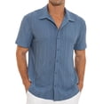 thumbnail image 1 of Iceglad Men's Casual Button Down Shirts Short Sleeve Shirts Vacation Beach Summer Hollow Out Tops, 1 of 8