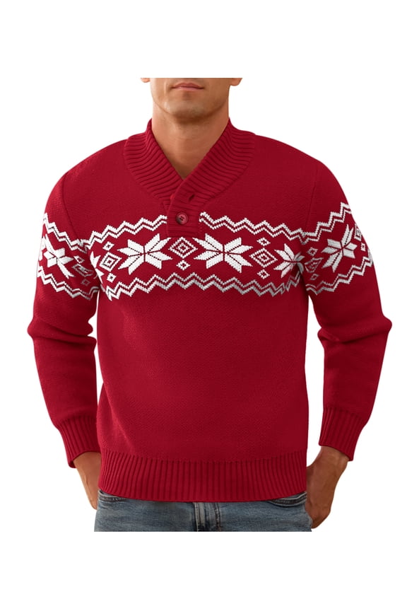 Men's Casual Christmas Sweater Slim Fit Xmas Pullover Knitwear Holiday Knit