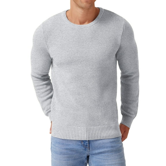 Iceglad Men's Crewneck Sweater Soft Casual Classic Pullover Knitwear Lightweight Sweaters with Ribbing Edge