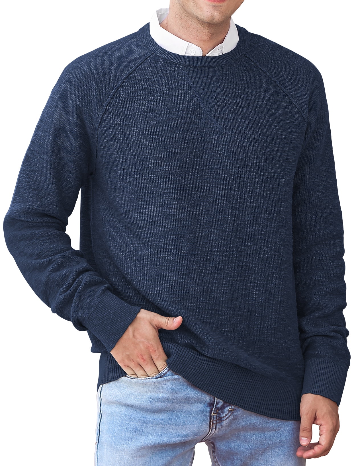 Iceglad Mens Crewneck Sweater Soft Cotton Rib Knit Liberia Ubuy