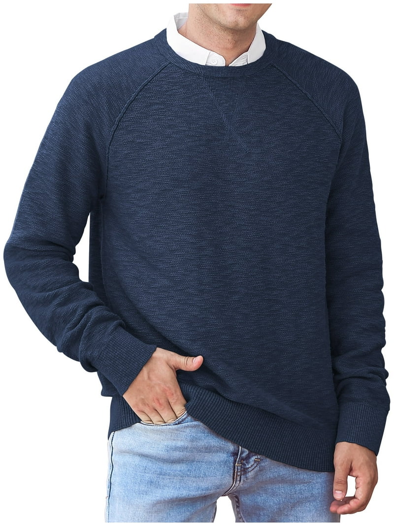 Iceglad Men's Soft Cotton Crewneck Sweater, Rib Knit Long Sleeve Classic  Pullover - Walmart.com, image size:800x1067