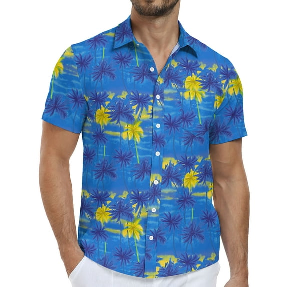 Iceglad Men's Hawaiian Shirt Short Sleeve Casual Button Down Shirt for Men Printed Summer Beach Shirt