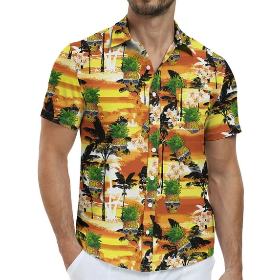 Iceglad Men's Hawaiian Shirt Short Sleeve Casual Button Down Shirt for Men Printed Summer Beach Shirt