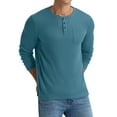 thumbnail image 1 of Iceglad Men's Henley Shirts Long Sleeve Basic Waffle Pique Pullover T-Shirt with Pocket, 1 of 9