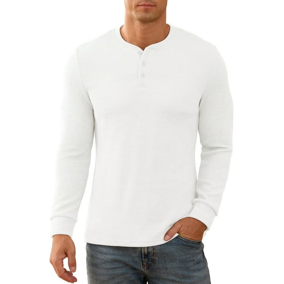 Iceglad Men's Henley Sweatshirt Long Sleeve Button Sweatshirt Fashion Casual Pullover Shirt