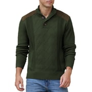 Iceglad Men's Knit Pullover Sweater Casual Long Sleeve Stand Collar Button Knitted Sweaters