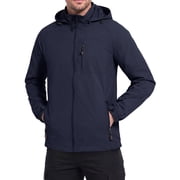 Iceglad Men's Lightweight Hooded Windbreaker Jacket with Detachable Hood, Full Zip Closure, Multiple Zipper Pockets, Adjustable Hook-and-Loop Cuffs