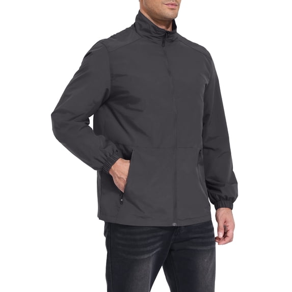 Iceglad Men's Lightweight jacket Full Zip Windbreaker Athletic Jacket with Pockets Size Up Recommended Casual Track Jacket Breathable Outdoor Running Sportswear Coat for Training Fitness