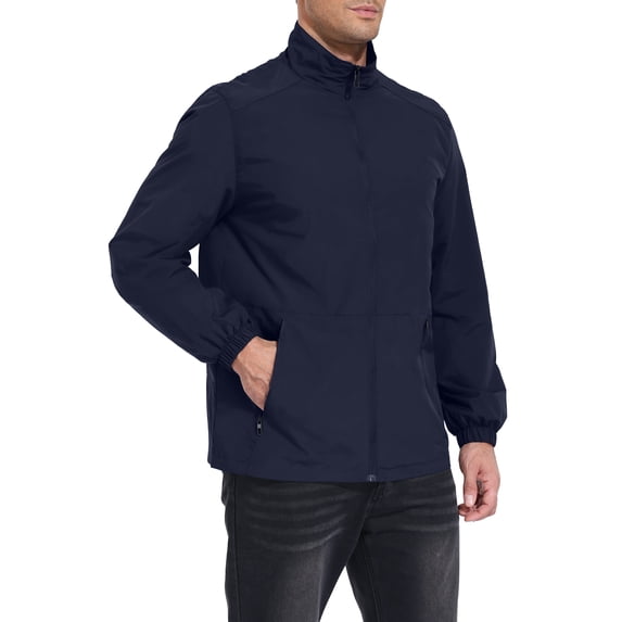 Iceglad Men's Lightweight jacket Full Zip Windbreaker Athletic Jacket with Pockets Size Up Recommended Casual Track Jacket Breathable Outdoor Running Sportswear Coat for Training Fitness