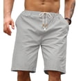 thumbnail image 1 of Iceglad Men's Linen Casual Classic Fit Short Drawstring Summer Beach Shorts, 1 of 8