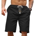 thumbnail image 1 of Iceglad Men's Linen Casual Classic Fit Short Drawstring Summer Beach Shorts, 1 of 9