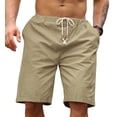 thumbnail image 1 of Iceglad Men's Linen Casual Classic Fit Short Drawstring Summer Beach Shorts, 1 of 9