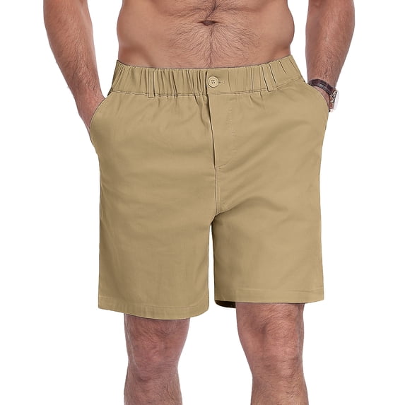 Iceglad Men’s Casual Shorts Cotton Stretch Elastic Waist Summer Shorts Lightweight Drawstring Comfort Fit Lounge Beach Shorts with Pockets