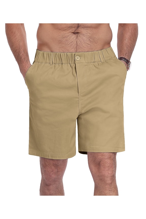Men’s Casual Shorts Cotton Stretch Elastic Waist Summer Shorts Lightweight Drawstring Comfort Fit Lounge Beach Shorts with Pockets