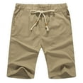 thumbnail image 1 of Iceglad Men's Linen Casual Classic Fit Short Drawstring Summer Beach Shorts, 1 of 8
