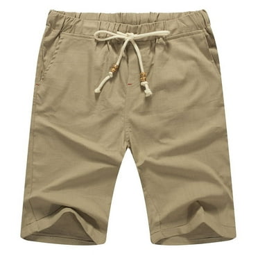 Iceglad Men's Linen Casual Classic Fit Short Drawstring Summer Beach Shorts