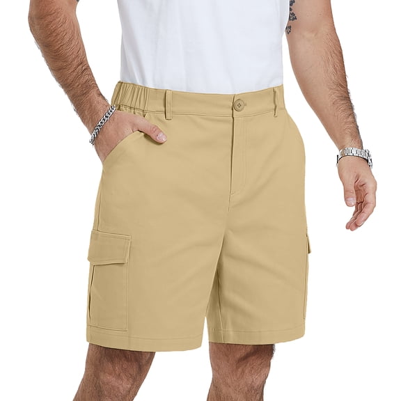 Iceglad Men's Linen Casual Classic Fit Short Drawstring Summer Beach Shorts