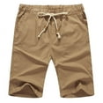 thumbnail image 1 of Iceglad Men's Linen Casual Classic Fit Short Drawstring Summer Beach Shorts, 1 of 8
