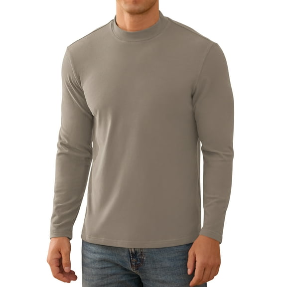 Iceglad Men's Long Sleeve Shirt Mock Turtleneck Cotton Basic Thermal Undershirt Lightweight Pullover