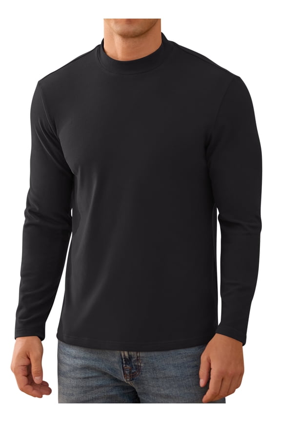 Men's Long Sleeve Shirt Mock Turtleneck Cotton Basic Thermal Undershirt Lightweight Pullover
