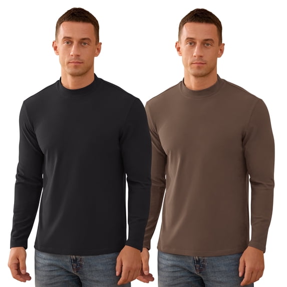 Iceglad Men's Long Sleeve Shirt Mock Turtleneck Cotton Basic Thermal Undershirt Lightweight Pullover
