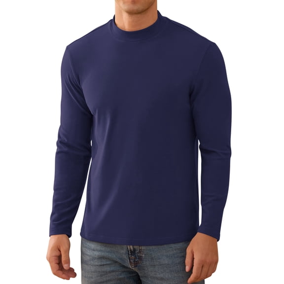 Iceglad Men's Long Sleeve Shirt Mock Turtleneck Cotton Basic Thermal Undershirt Lightweight Pullover