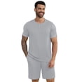 thumbnail image 1 of Iceglad Mens Pajamas Set Short Sleeve Pj Set Soft Stretch Sleepwear for Men Lightweight Summer Lounge Set Casual 2 Piece Loungewear with Shorts, 1 of 9