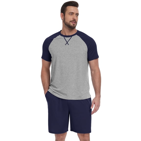 Iceglad Men's Pajamas Set Long Sleeve Sleepwear with Pockets Comfortable Lightweight Pjs Sets for Men