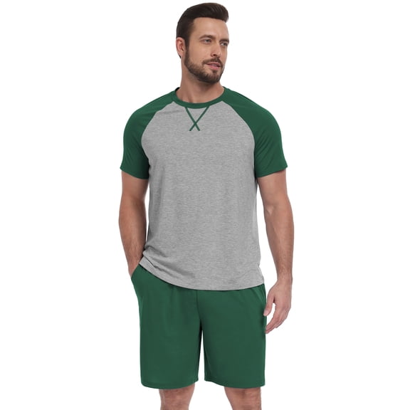 Iceglad Men's Pajamas Set Long Sleeve Sleepwear with Pockets Comfortable Lightweight Pjs Sets for Men